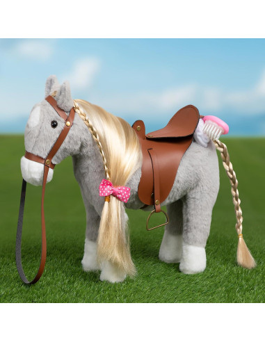 Caballo de Peluche HollyHOME 27,94 cm Gris con Accesorios