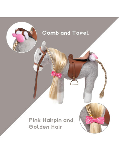 Caballo de Peluche HollyHOME 27,94 cm Gris con Accesorios