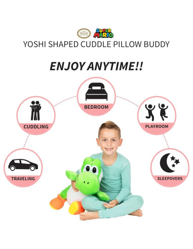 Almohada Yoshi Franco Kids 52 cm Suave y Acurrucada