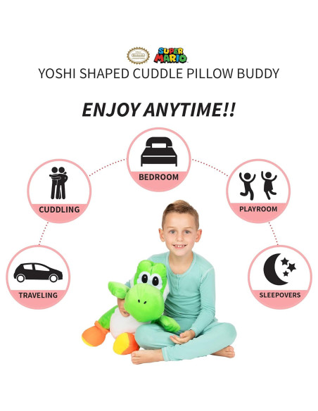 Almohada Yoshi Franco Kids 52 cm Suave y Acurrucada