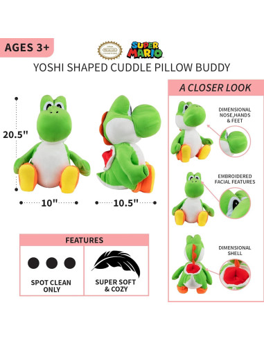 Almohada Yoshi Franco Kids 52 cm Suave y Acurrucada