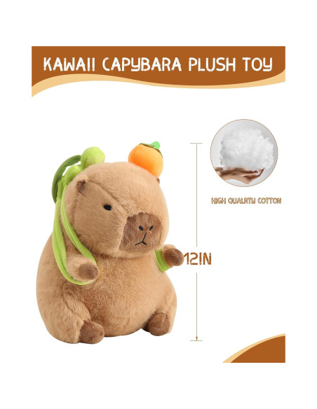 Peluche Capibara Bestsea con Mochila Tortuga 25 cm