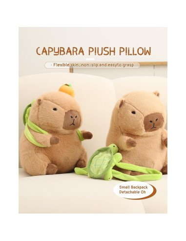 Peluche Capibara Bestsea con Mochila Tortuga 25 cm
