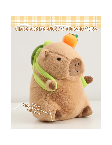 Peluche Capibara Bestsea con Mochila Tortuga 25 cm