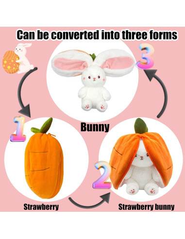 Peluche Reversible Conejo Zanahoria YOUBLEK 35 cm Suave