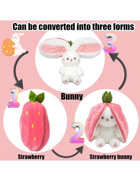 Conejo de Peluche Reversible YOUBLEK 35 cm Fresa