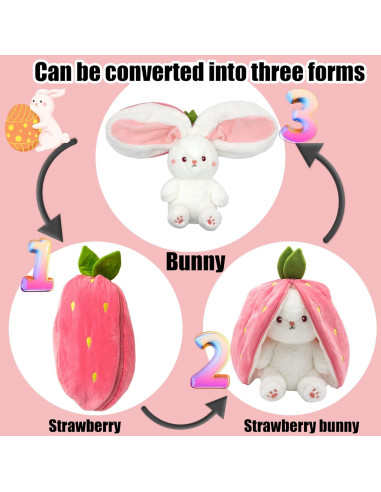 Peluche Conejo Reversible YOUBLEK Fresa 18 cm