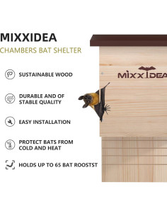 Casa de Murciélagos MIXXIDEA Doble Cámara Madera de Cedro 2