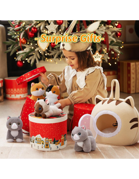 Casa de Peluche OUOZZZ con 5 Gatos Suaves - Juguete Interactivo