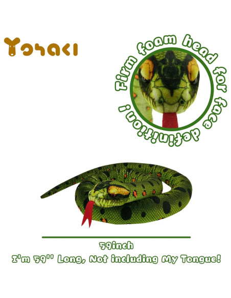 Juguete de Peluche Serpiente YOHAKI 149 cm Verde Realista