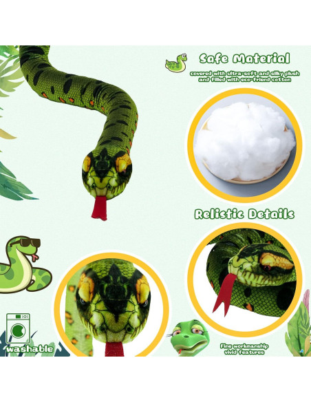 Juguete de Peluche Serpiente YOHAKI 149 cm Verde Realista