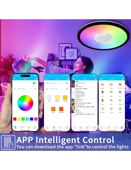 Luz de Techo LED RGB UprizeP 24W con Altavoz Bluetooth