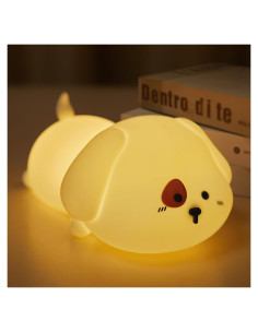 Luz Nocturna Minetom Cachorro Silicona 7 Colores Recargable