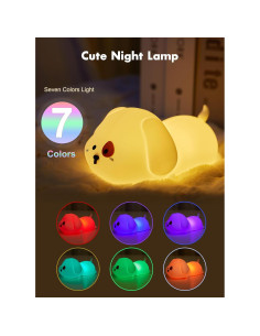 Luz Nocturna Minetom Cachorro Silicona 7 Colores Recargable 2