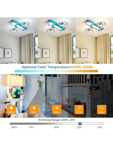 Luz de Techo LED YUDINGKEJI Aviación Azul 68W Control Remoto