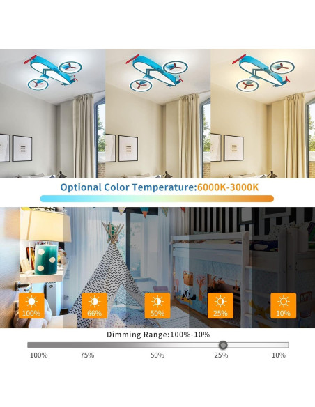Luz de Techo LED YUDINGKEJI Aviación Azul 68W Control Remoto