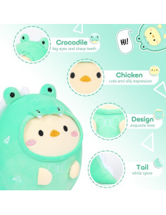 Almohada Peluche Pollo Cocodrilo Alayger 20 cm Suave 2