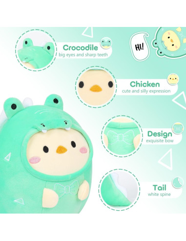 Almohada Peluche Pollo Cocodrilo Alayger 20 cm Suave