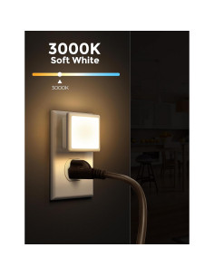 Luz Nocturna LED LOHAS 2-Pack 0.3W 3000K Auto On/Off 2