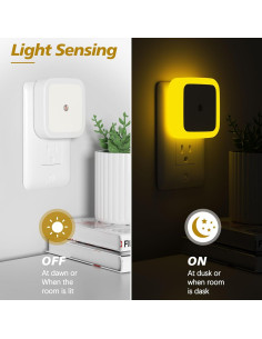 Luz Nocturna Sujeet LED Ámbar 4 Piezas Sensor Crepúsculo 2