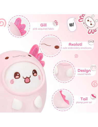 Almohada de Gato Axolote Alayger 20 cm Peluche Kawaii