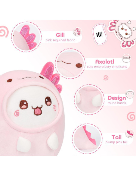 Almohada de Gato Axolote Alayger 20 cm Peluche Kawaii
