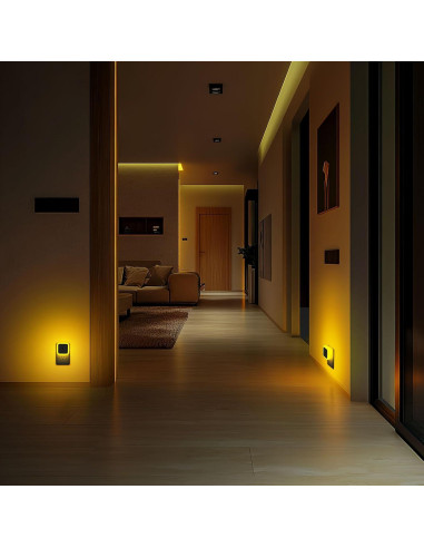 Luz Nocturna Sujeet LED Ámbar 4 Piezas Sensor Crepúsculo