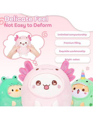 Almohada de Gato Axolote Alayger 20 cm Peluche Kawaii