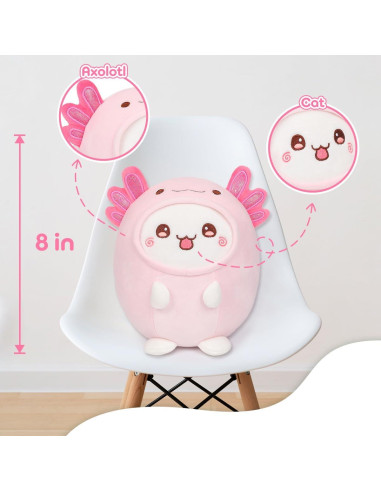 Almohada de Gato Axolote Alayger 20 cm Peluche Kawaii