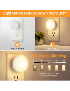 FOLKSMATE 5-Pack Luces Nocturnas Enchufables LED Automáticas 2