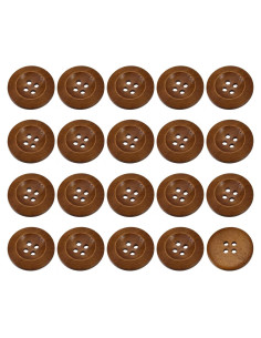 Botones de Madera uxcell 28mm 50 Pcs 4 Agujeros Café