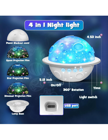 Lámpara Proyector DEVRNEZ 4 en 1 Luz Nocturna Infantil