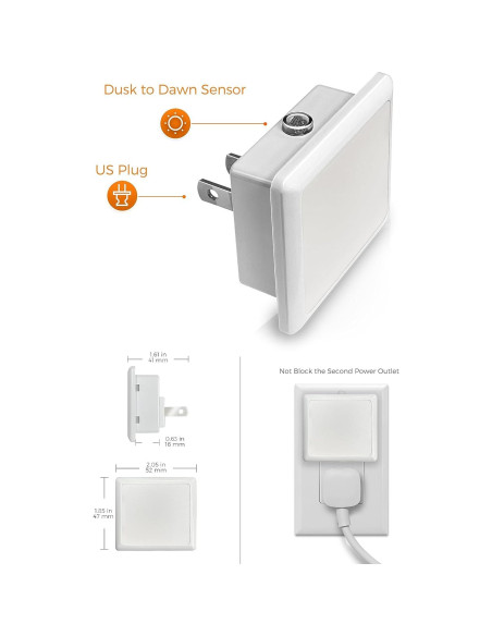 Luz Nocturna LED LOHAS 6-Pack Sensor Crepúsculo 1800K