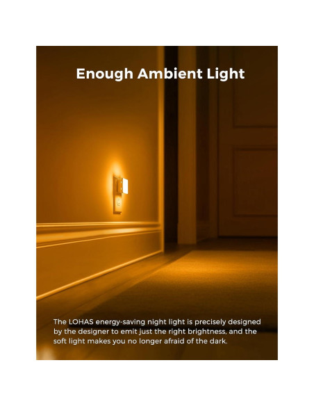 Luz Nocturna LED LOHAS 6-Pack Sensor Crepúsculo 1800K