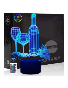 Lámpara de Noche 3D Vaso de Vino KOLITEE 16 Colores LED