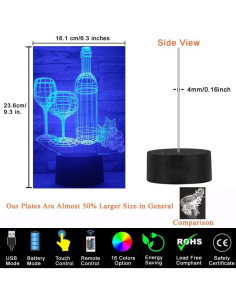 Lámpara de Noche 3D Vaso de Vino KOLITEE 16 Colores LED 2