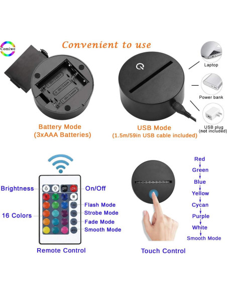 Lámpara de Noche 3D Vaso de Vino KOLITEE 16 Colores LED Lámpara de Noche 3D Vaso de Vino KOLITEE 16 Colores LED