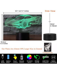 Lámpara Nocturna 3D Coche Deportivo KOLITEE 16 Colores 2