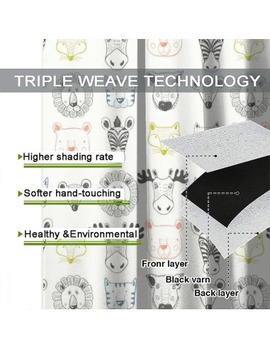 Cortinas de Animales del Bosque Trelemek 2 Paneles 53x160cm