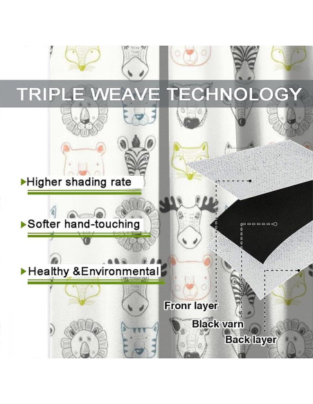 Cortinas de Animales del Bosque Trelemek 2 Paneles 53x160cm