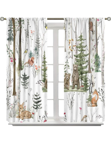 Cortinas Opacas Trelemek Animales del Bosque 2 Paneles 91x160cm