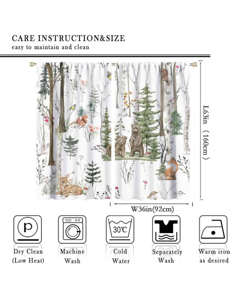 Cortinas Opacas Trelemek Animales del Bosque 2 Paneles 91x160cm