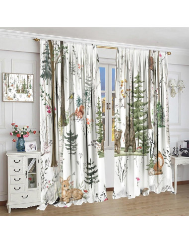 Cortinas Opacas Trelemek Animales del Bosque 2 Paneles 91x160cm