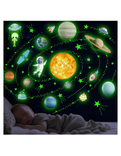 Calcomanías Brillantes del Sistema Solar Robmoda 132 Piezas