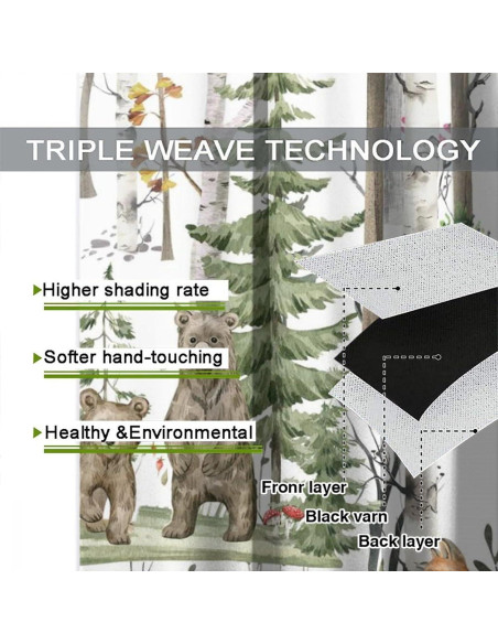 Cortinas Opacas Trelemek Animales del Bosque 2 Paneles 91x160cm