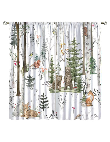 Cortinas Opacas Trelemek Animales del Bosque 2 Paneles 66x213 cm