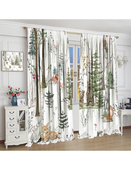 Cortinas Opacas Trelemek Animales del Bosque 2 Paneles 66x213 cm