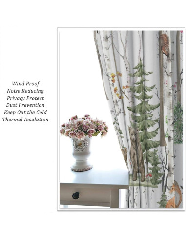 Cortinas Opacas Trelemek Animales del Bosque 2 Paneles 66x213 cm