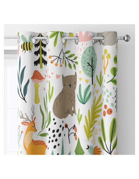 Cortinas Opacas Trelemek 183x160cm Animales Bosque