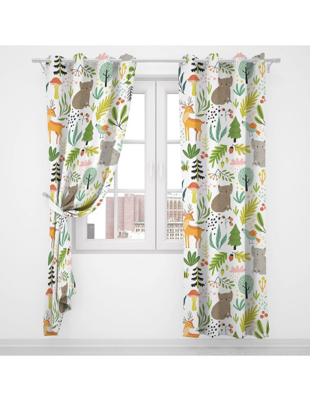 Cortinas Opacas Trelemek 183x160cm Animales Bosque